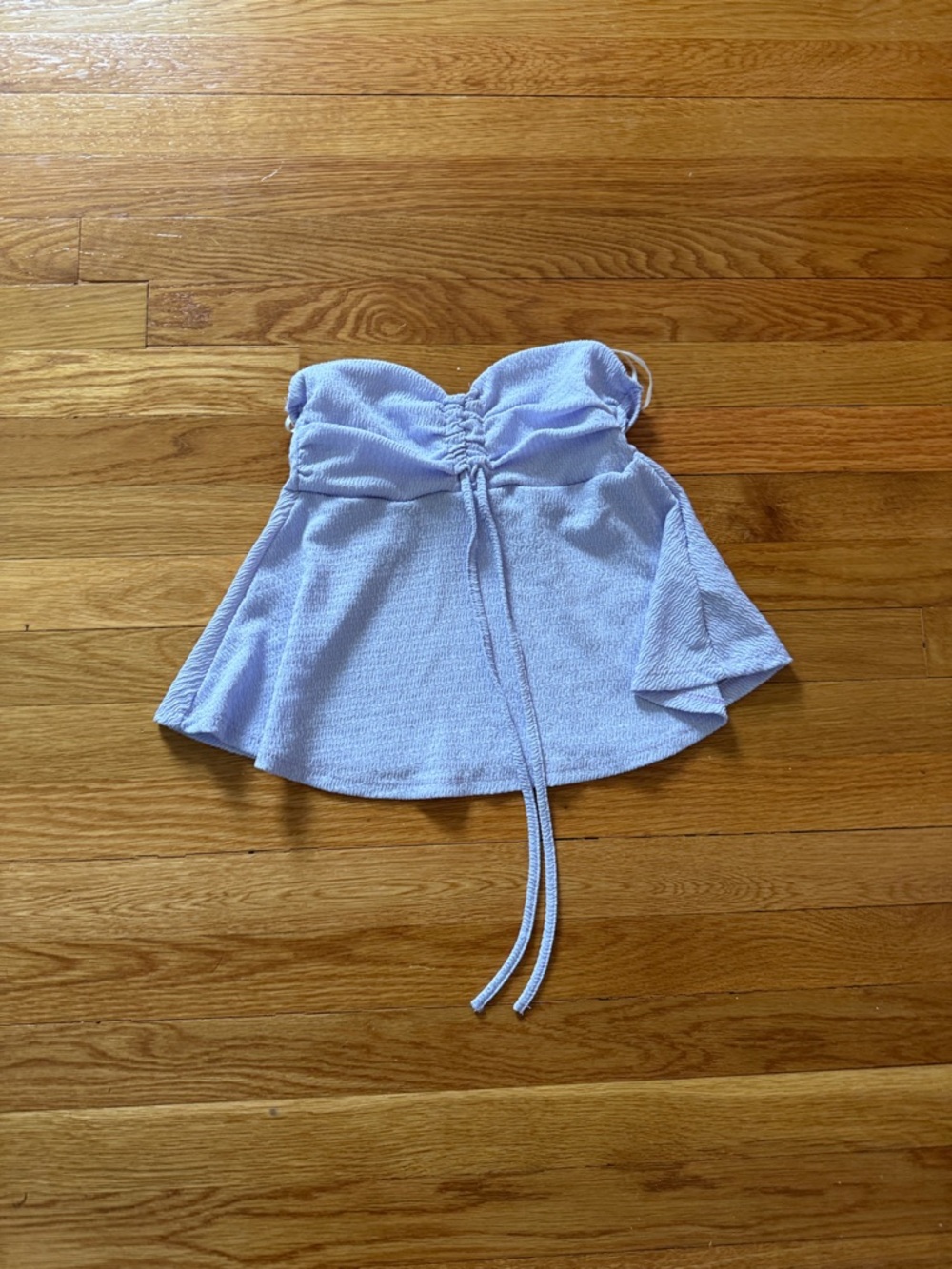 SHEIN Lavender Textured Strapless Peplum Top